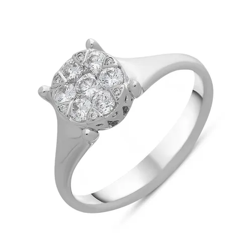 Ponte Vecchio White Gold Diamond Cluster Ring D - N