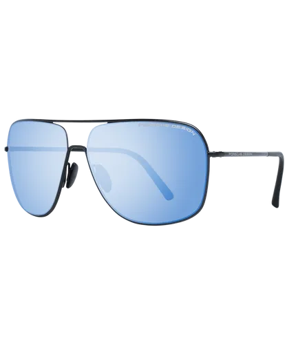 Porsche Design Mens Sunglasses P8607 A V279 Black Dark Blue Mirror Stainless Steel - One