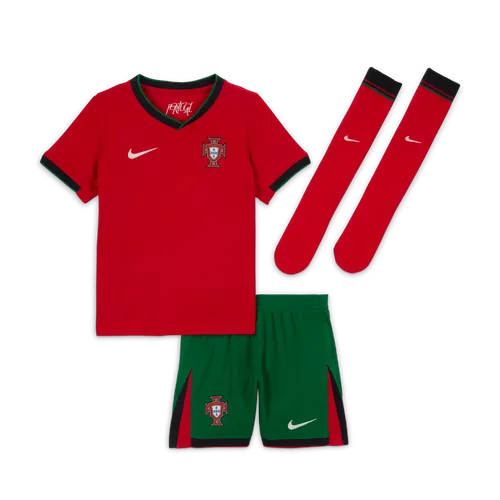 Portugal 2024 Stadium Home Younger Kids' Nike Football Replica 3-Piece Kit - Red - Polyester