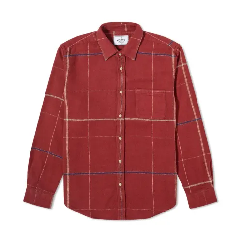 Portuguese Flannel , Bordeaux Check Shirt ,Red male, Sizes:
