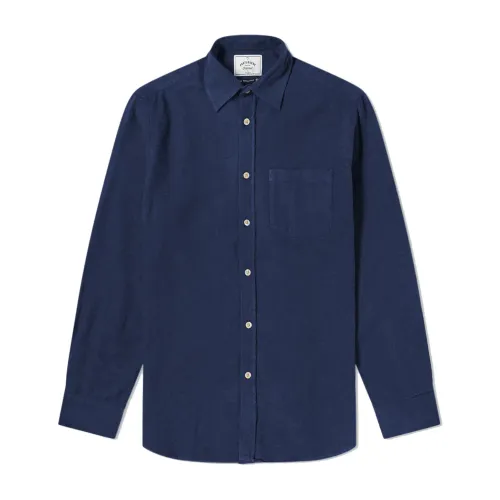 Portuguese Flannel , Navy Cotton Shirt ,Blue male, Sizes: