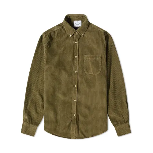Portuguese Flannel , Olive Corduroy Shirt ,Green male, Sizes: