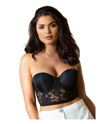 Pour Moi Womens 19100 Make A Scene Padded Lace Bustier Bra - Black