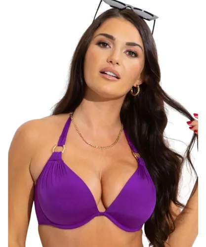 Pour Moi Womens 20910 Samoa Halter Bikini Top - Purple Elastane