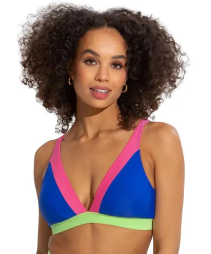Pour Moi Womens 25612R Palm Springs Colour Block Non-Wired Bikini Top - Multicolour Elastane