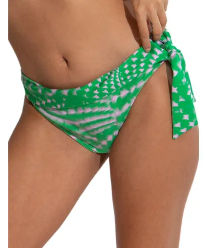 Pour Moi Womens 29703 Portofino Tie Foldover Bikini Briefs - Green Elastane