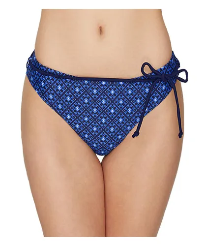 Pour Moi Womens Daydreamer Belted Bikini Brief - Blue Polyamide