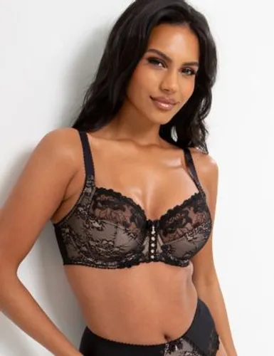 Pour Moi Womens Sofia Lace Embroidered Side Support Bra DD-J - 32DD - Black, Black,Beige,Grey Mix