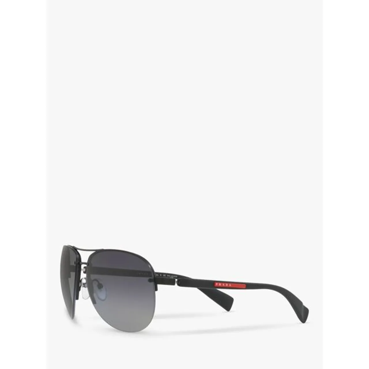Prada 56MS Men's Aviator Sunglasses, Black Rubber - Black - Male