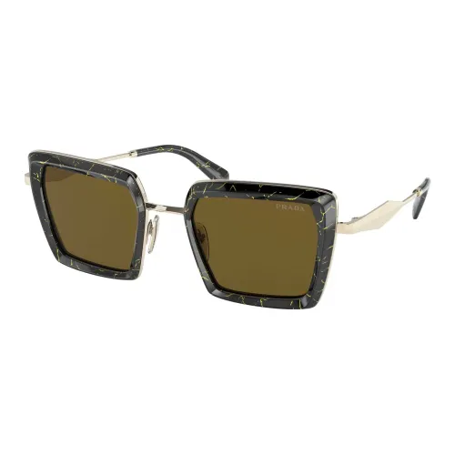 Prada , Black Marble/Dark Brown Sunglasses ,Black female, Sizes: