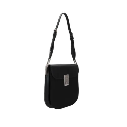Prada , Black Nylon and Smooth Leather Shoulder Bag with Silver Hardware ,Black female, Sizes: ONE SIZE