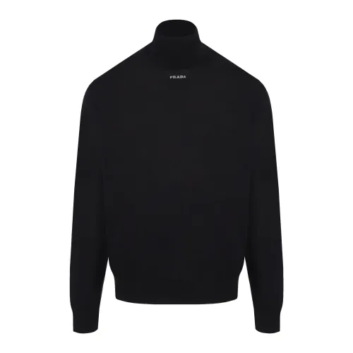 Prada , Black Wool Logo Sweater ,Black male, Sizes: