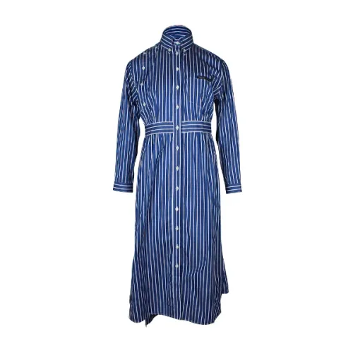 Prada , Blue Striped Cotton Dress ,Blue female, Sizes: