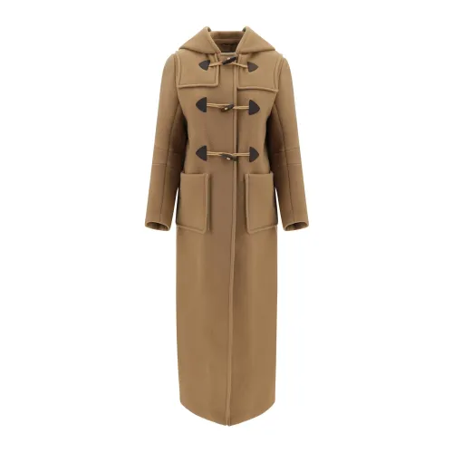 Prada , Brown Wool Jacket with Hood ,Brown female, Sizes: