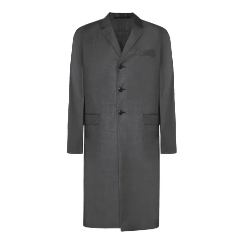Prada , Classic Wool Coat ,Gray male, Sizes: