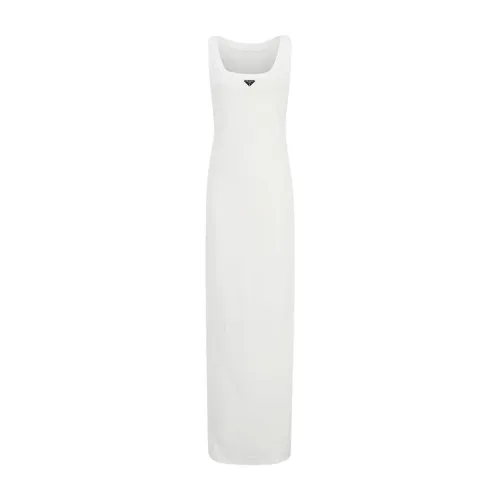 Prada , Cotton Jersey Maxi Dress ,White female, Sizes: