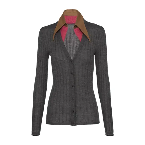 Prada , Gray Cashmere Silk Wool Sweater ,Gray female, Sizes: