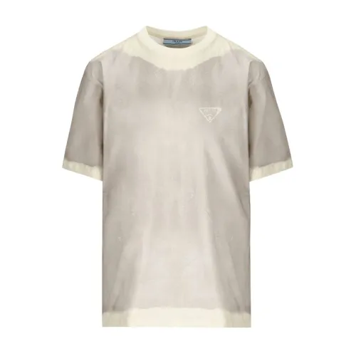 Prada , Gray Cotton Logo T-Shirt ,Gray female, Sizes: