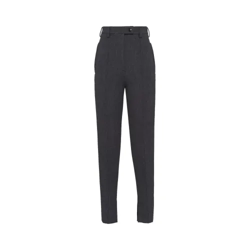Prada , Gray Wool Trousers with Side Pockets ,Gray female, Sizes: