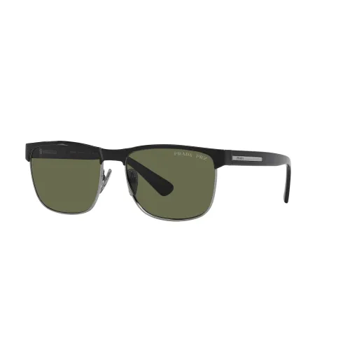 Prada , Gunmetal Black/Green Sunglasses ,Black male, Sizes: