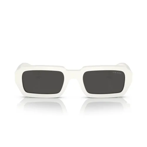 Prada , Irregular Shape White Sunglasses with Dark Grey Lenses ,White female, Sizes: