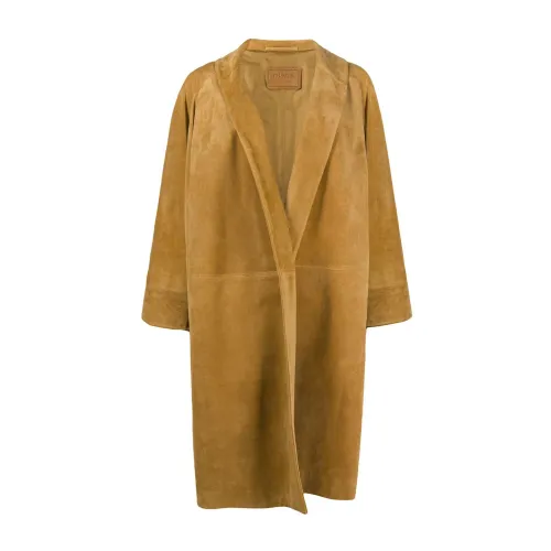 Prada , Luxurious Caramel Suede Jacket Oversize ,Brown female, Sizes: