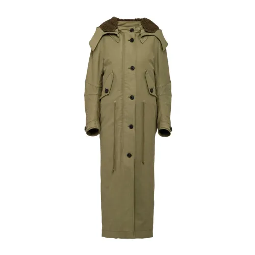 Prada , Military Green Long Parka with Removable Hood ,Green female, Sizes: