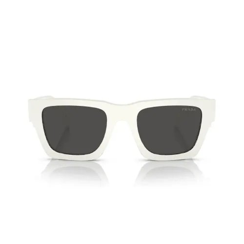 Prada , Pillow Shape Sunglasses with Dark Grey Lenses ,White unisex, Sizes: