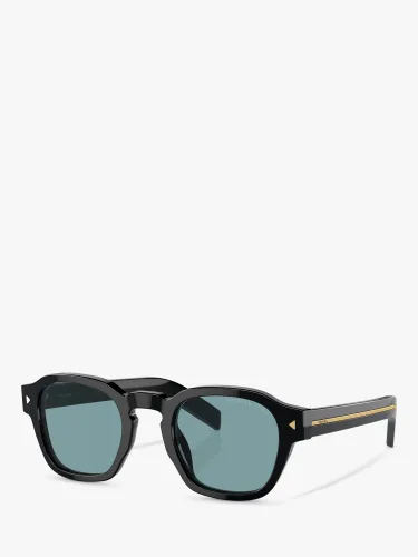 Prada PR A16S Men's Rectangular Sunglasses, Black - Black - Male