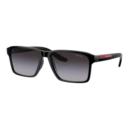 Prada , Rectangular Sunglasses Black Glossy Frame ,Black male, Sizes: