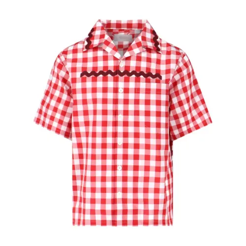 Prada , Red Checked Cotton Shirt ,Red male, Sizes: