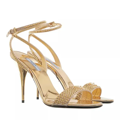 Prada Sandals - Satin Sandals With Crystals - gold - Sandals for ladies