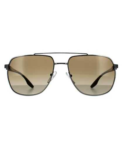 Prada Sport Aviator Mens Gunmetal Brown Gradient Sunglasses - Grey - One