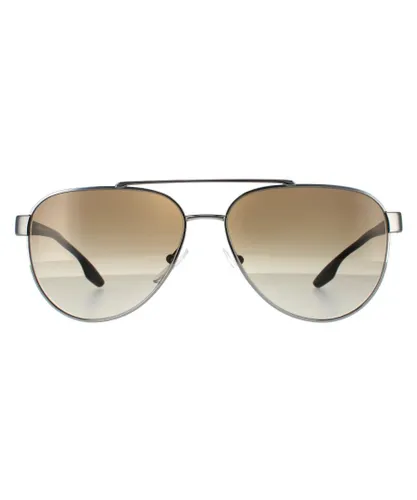 Prada Sport Aviator Mens Gunmetal Green Gradient Sunglasses - Grey - One