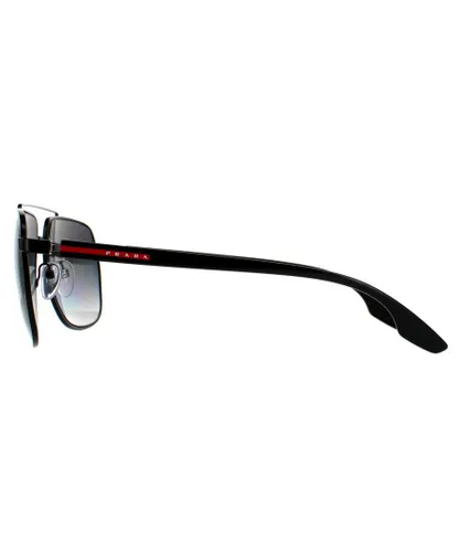 Prada Sport Aviator Mens Matte Black Grey Gradient Polarized Sunglasses - One