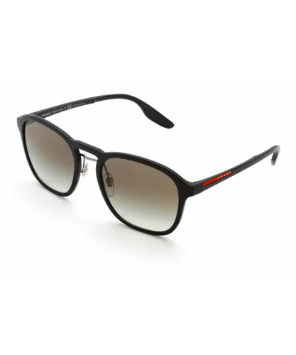Prada Sport Mens Rectangular Plastic Men Sunglasses Black / Grey Gradient - One