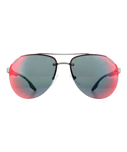 Prada Sport Mens Sunglasses 52VS 7CQ9Q1 Matte Gunmetal Dark Grey, Blue Red Mirror - One