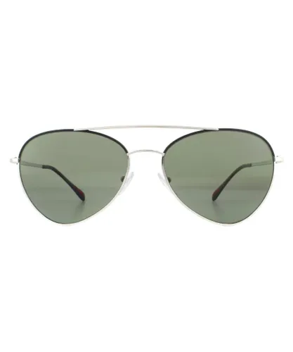 Prada Sport Womens Sunglasses 50SS GAQ5X1 Silver Black Green Polarized Metal - One