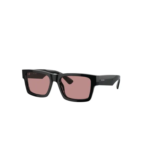Prada , Square Black Sunglasses with Pink Lenses ,Black unisex, Sizes: