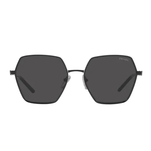Prada , Square Metal Sunglasses with Dark Grey Lenses ,Black unisex, Sizes: