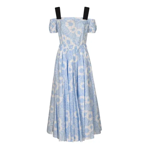 Prada , Stunning Light Blue Midi Dress ,Blue female, Sizes: