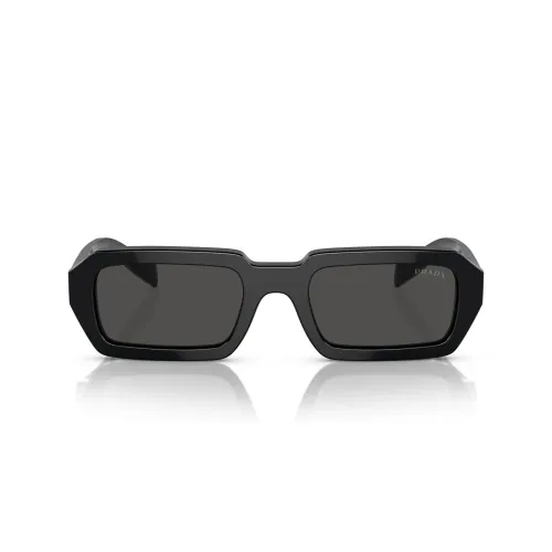 Prada , Stylish Irregular Shape Sunglasses with Dark Grey Lenses ,Black female, Sizes: