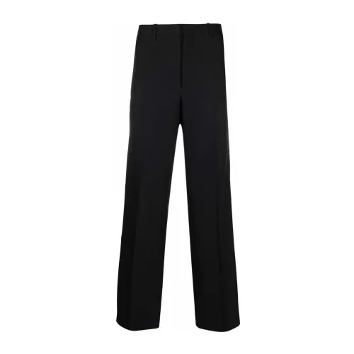 Prada , Tailored Wool Trousers with Satin Stripes ,Black male, Sizes: