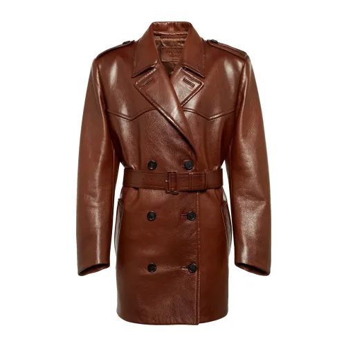 Prada , Womens Clothing Jackets Coats Brown Ss23 ,Brown female, Sizes: