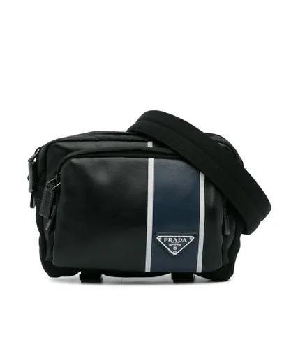 Prada Womens Vintage Bandoleer Crossbody Bag Black Calf Leather - One Size