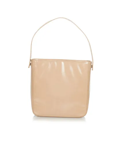 Prada Womens Vintage Leather Shoulder Bag Brown - Beige Calf Leather - One Size