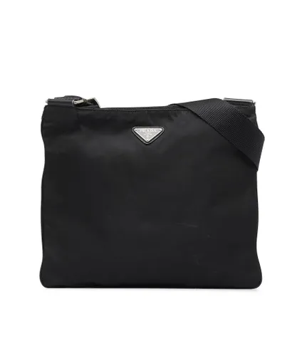 Prada Womens Vintage Tessuto Crossbody Bag Black Nylon - One Size