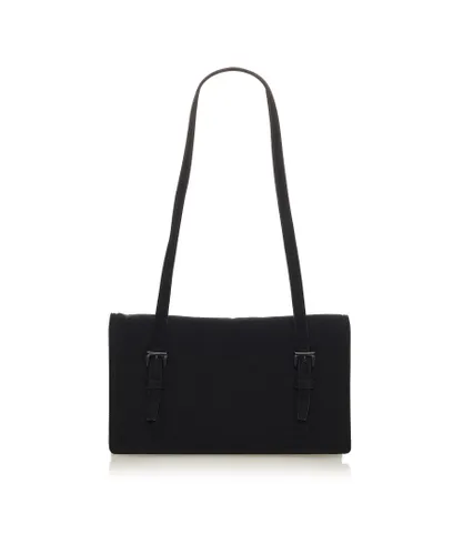 Prada Womens Vintage Tessuto Shoulder Bag Black Nylon - One Size