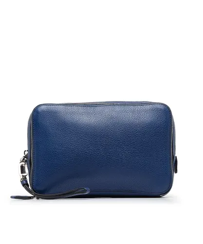 Prada Womens Vintage Vitello Daino Clutch Bag Blue Calf Leather - One Size