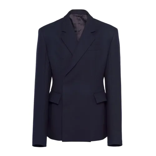 Prada , Wool Double-Breasted Blazer Jacket ,Blue male, Sizes:
